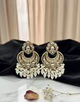 GIVA Ivory Kundan Pearl Chandbali Earrings