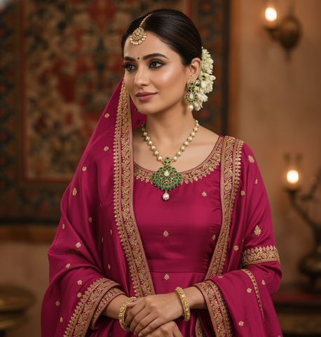 Regal Emerald & Pearl Heritage Necklace Set
