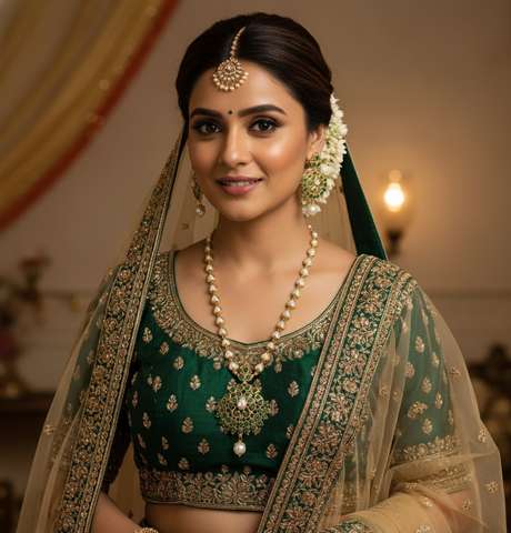Regal Emerald & Pearl Heritage Necklace Set