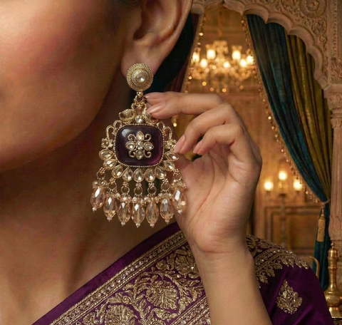 GIVA Amethyst Empress Chandelier Earrings