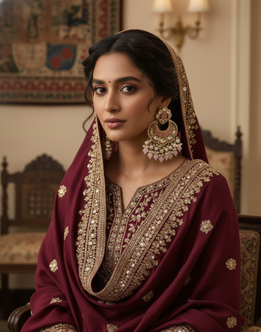 Royal Rose Quartz Kundan Chandbali Earrings