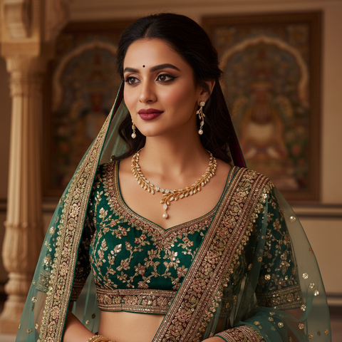 Floral Vine Diamond & Pearl Necklace Set