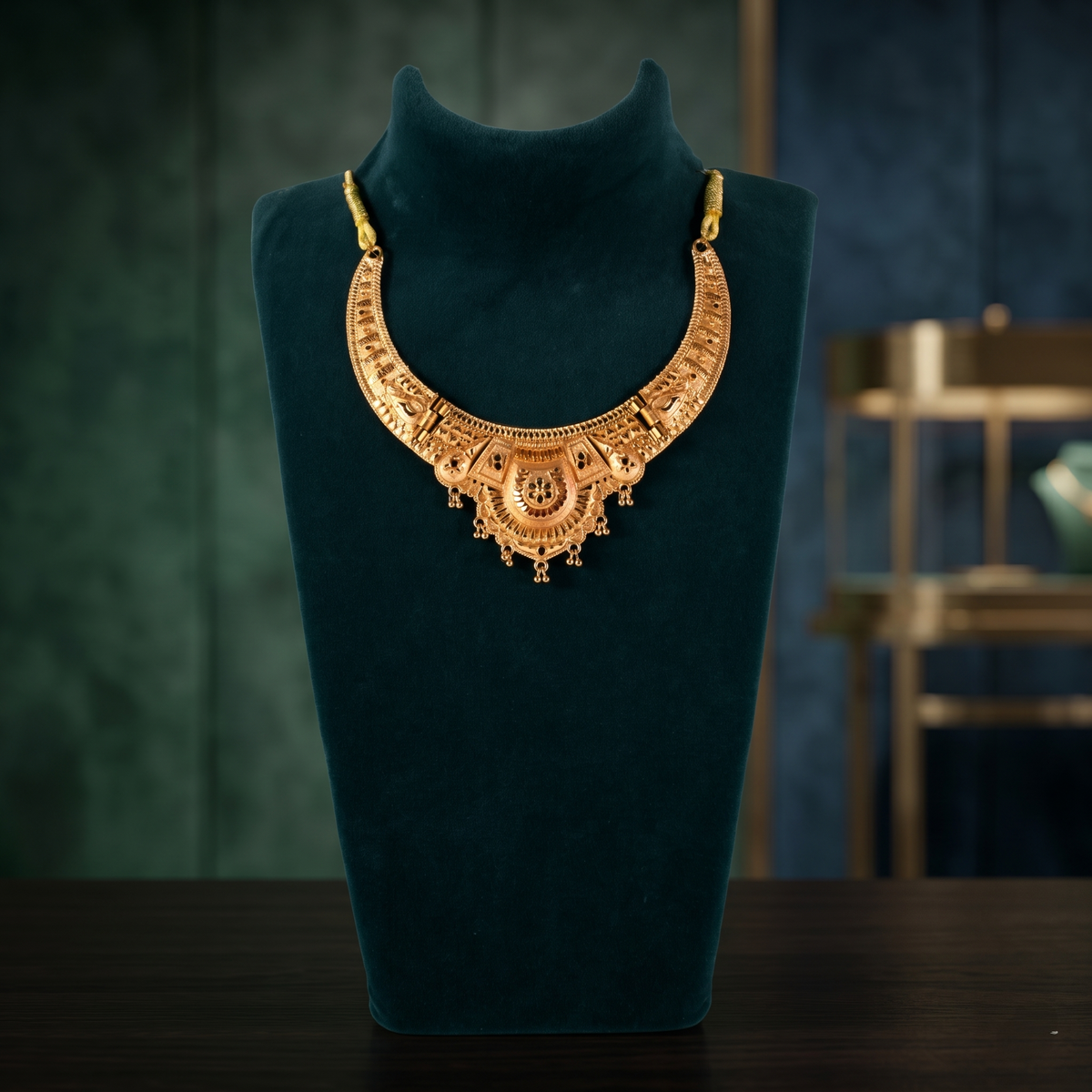 Regal Antique Gold Statement Necklace