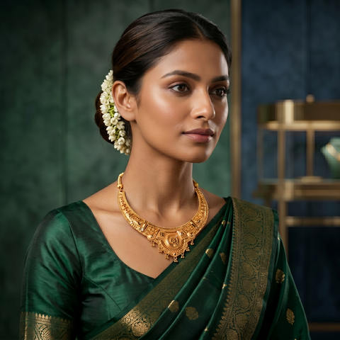 Regal Antique Gold Statement Necklace