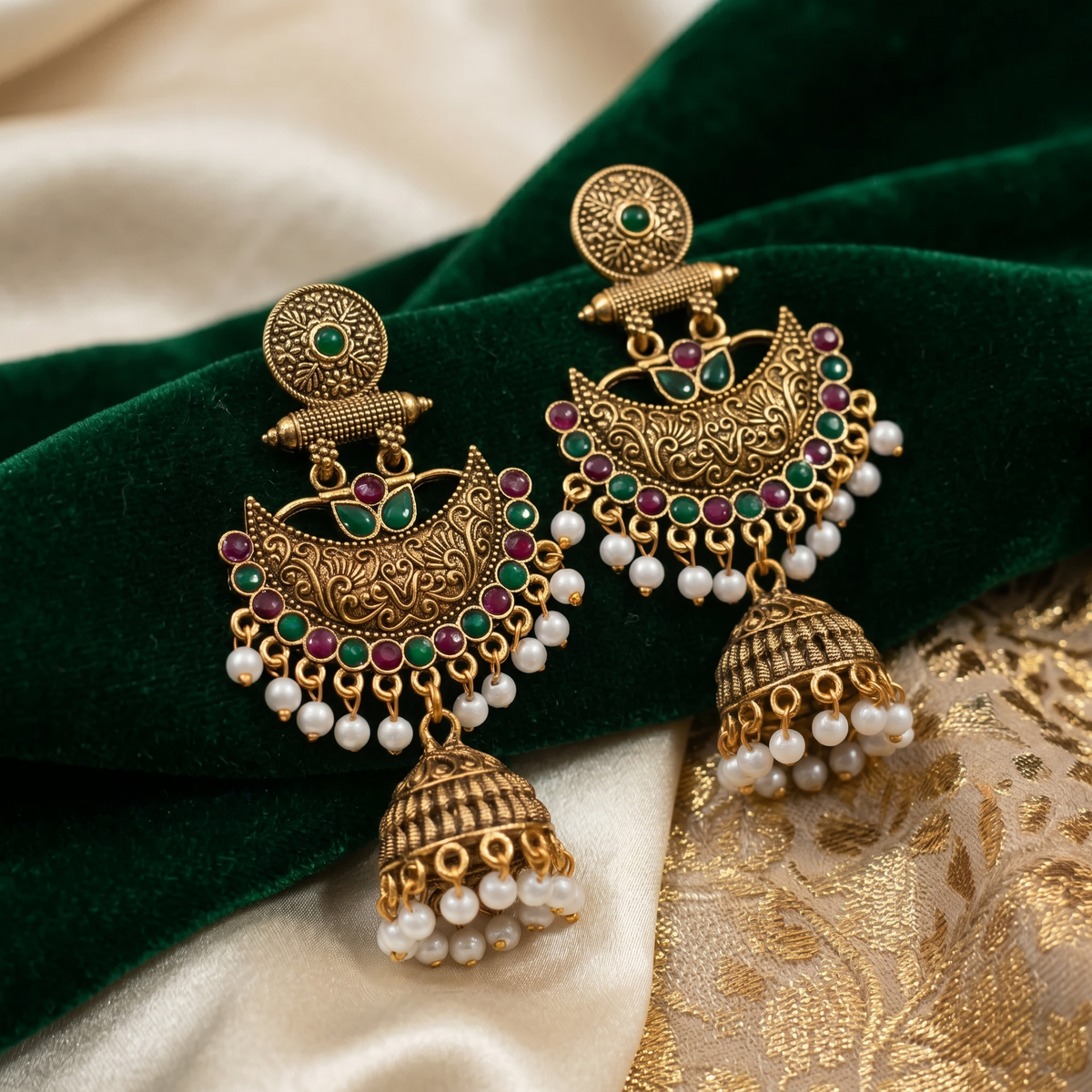 Classic Temple Jhumka Earrings